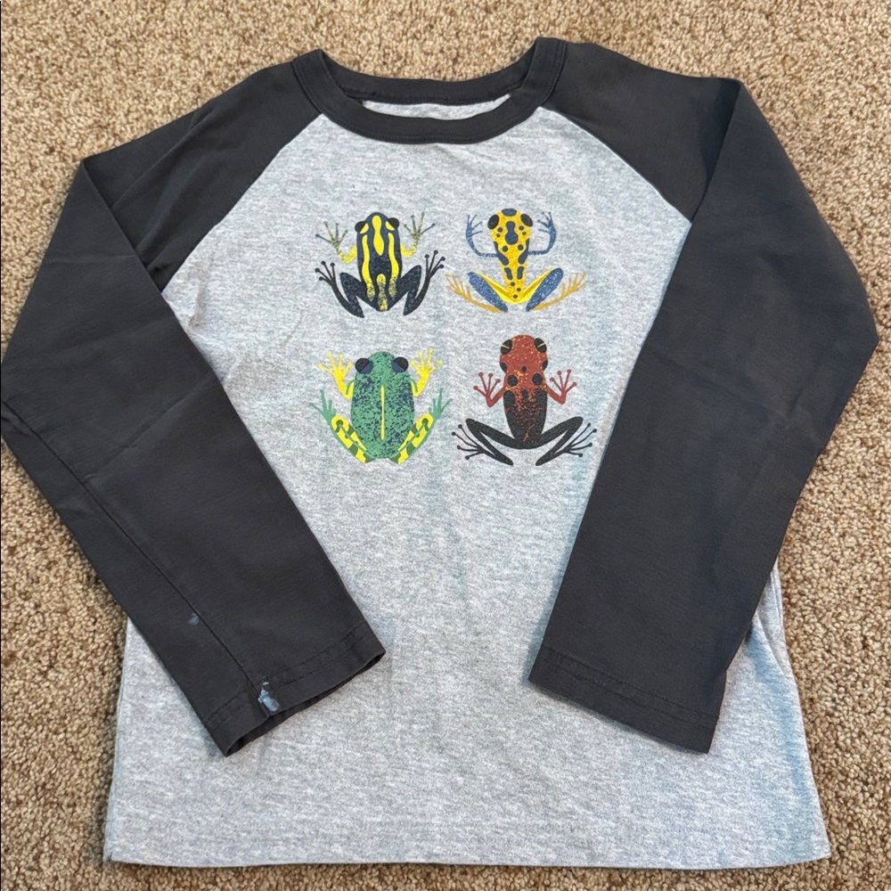 Tea Collection Frog Print Long Sleeve Shirt - Gray